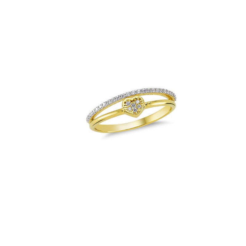 Beelo Gold 14K Altın Taşlı Kalp Tasarım Yüzük