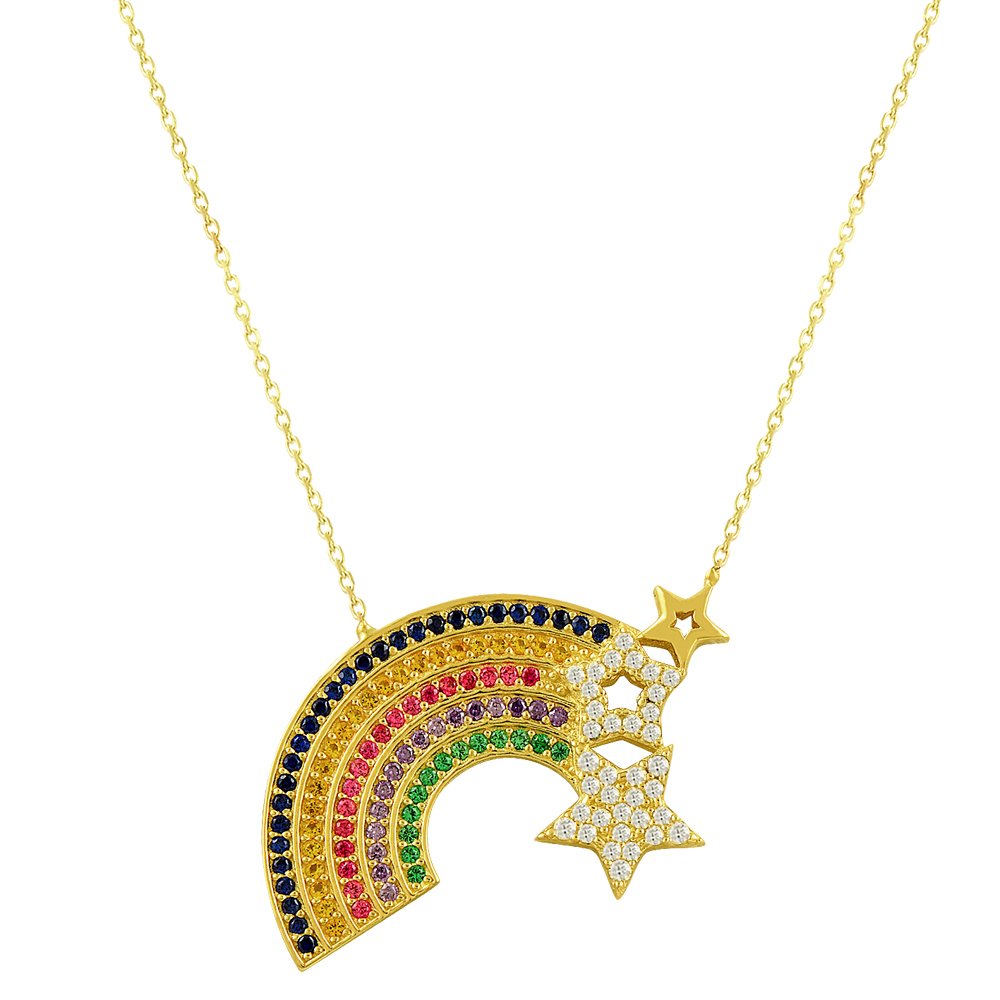 Beelo Gold 14K Altın Gökkuşağı Tasarım Kolye