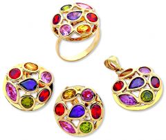 Beelo Gold 14K Altın Renkli Taşlı Set BGTBLG007
