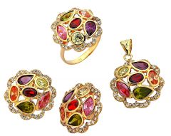 Beelo Gold 14K Altın Renkli Taşlı Set BGTBLG008