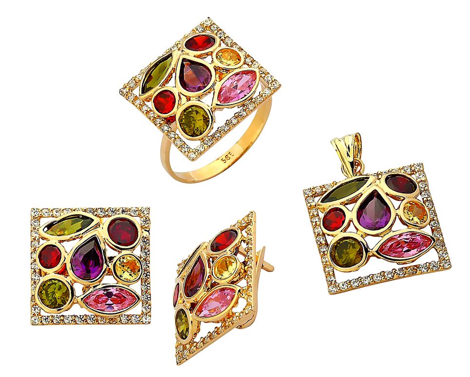 Beelo Gold 14K Altın Renkli Taşlı Set BGTBLG009