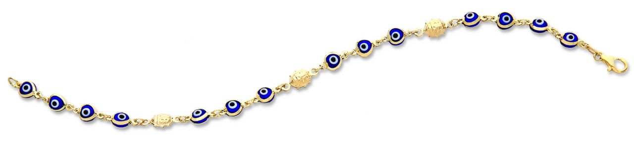 Beelo Gold 14K Altın Uğur Böceği  Nazar Boncuğu Bileklik