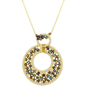 Beelo Gold 14K Altın Tasarım Taşlı Kolye
