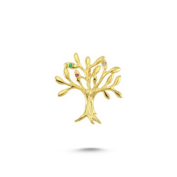 Beelo Gold 14K Altın Taş Detaylı Yaşam Ağacı Kolye Ucu