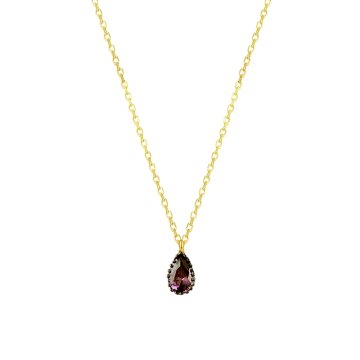Beelo Gold 14K Altın Lila Damla Kolye