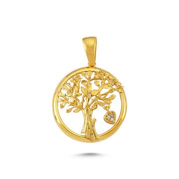 Beelo Gold 14K Altın Taş Detaylı Yaşam Ağacı Kolye Ucu