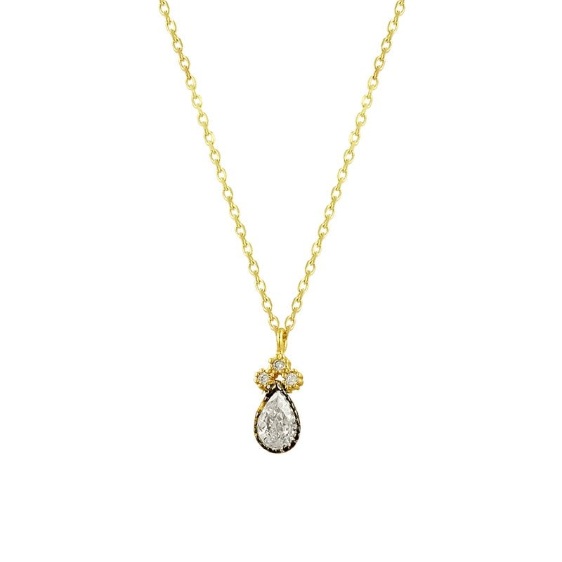 Beelo Gold 14K Altın Beyaz Damla Kolye