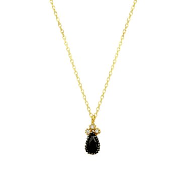 Beelo Gold 14K Altın Siyah Damla Kolye
