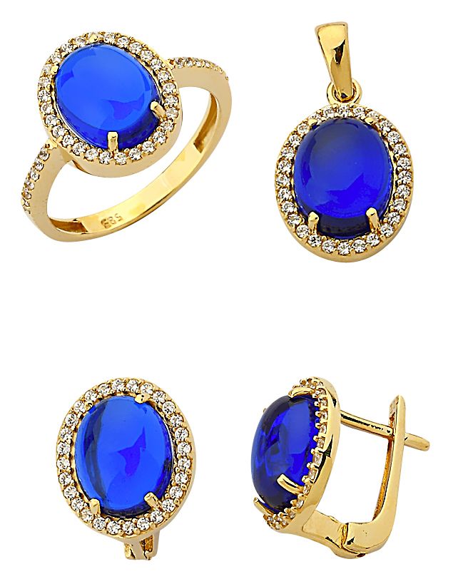 Beelo Gold 14K Altın Renkli Taşlı Set BGTTR001