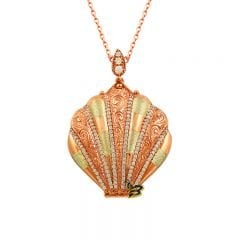 Rose Altın K. Gümüş Ayetel Kursi Kapaklı Deniz Kabuğu Kolye