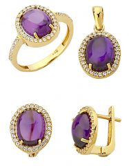 Beelo Gold 14K Altın Renkli Taşlı Set BGTTR003