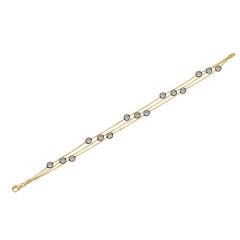 Beelo Gold 14K Altın Zirkon Elmas Kesim Taşlı 3 Sıra  Bileklik
