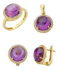 Beelo Gold 14K Altın Renkli Taşlı Set BGTTR006