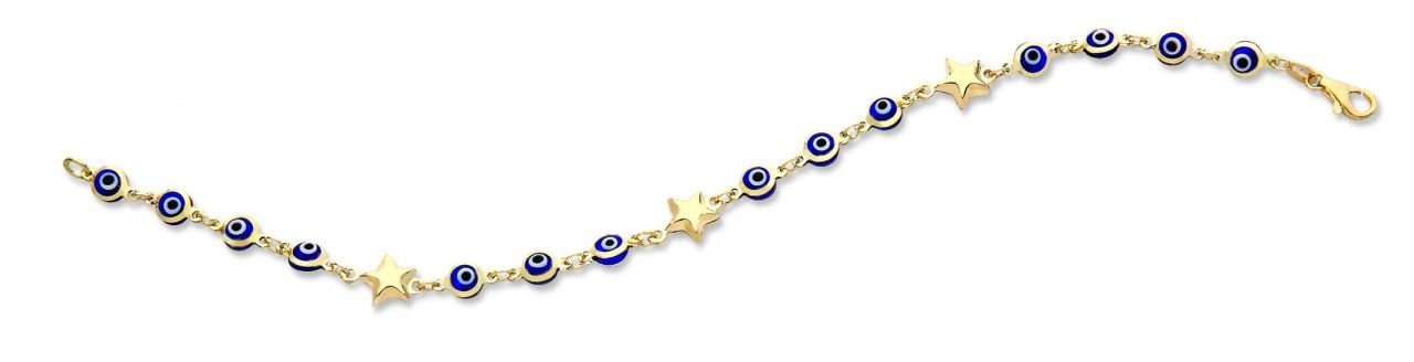 Beelo Gold 14K Altın Yıldız  Nazar Boncuğu Bileklik