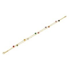 Beelo Gold 14K Altın Zirkon Elmas Kesim Renkli Taşlı 2 Sıra  Bileklik