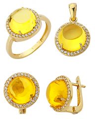 Beelo Gold 14K Altın Renkli Taşlı Set BGTTR008