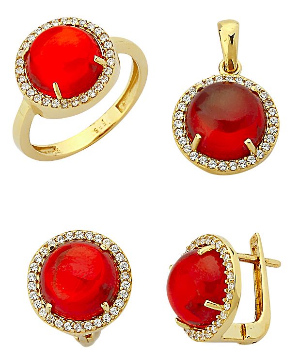 Beelo Gold 14K Altın Renkli Taşlı Set BGTTR010