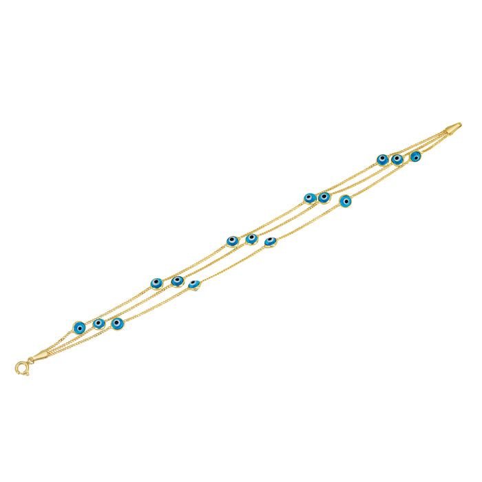 Beelo Gold 14K Altın Nazar 3 Sıra  Bileklik