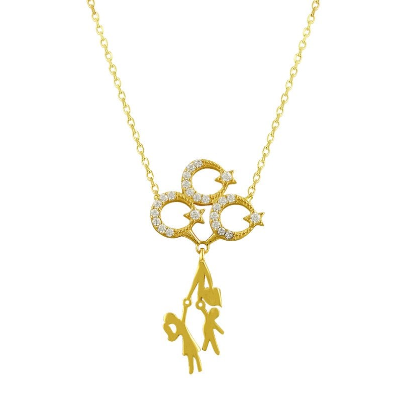 Beelo Gold 14K Altın Üç Hilal Tasarım Kolye