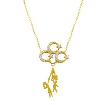 Beelo Gold 14K Altın Üç Hilal Tasarım Kolye