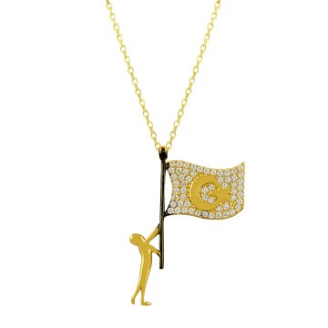 Beelo Gold 14K Altın Türk Bayrağı Kolye