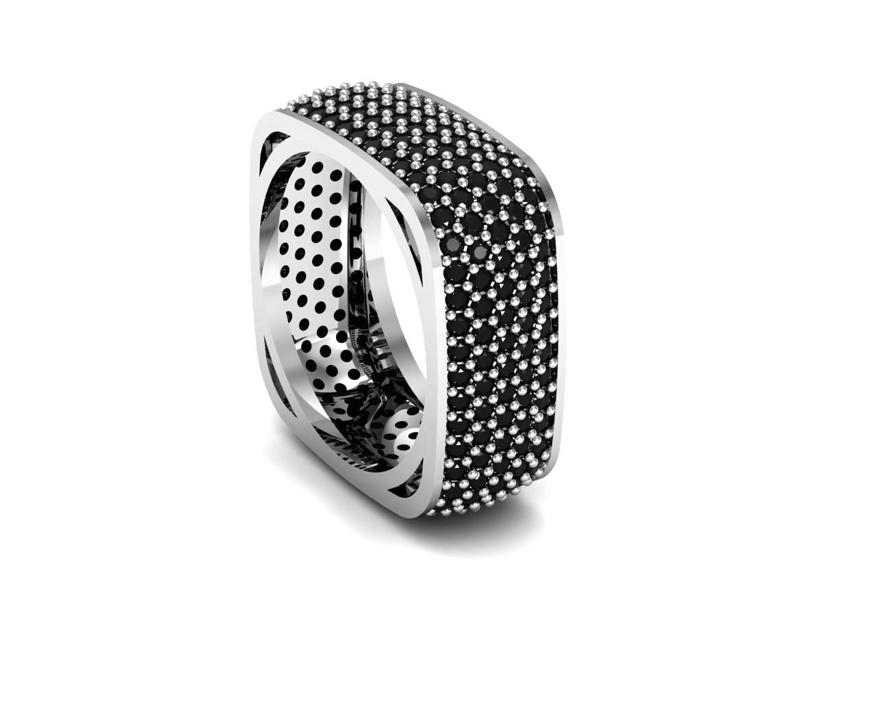 Beelo Silver Platin K. 925 Gümüş Tamtur Kare Alyans Yüzük 5 Sıra