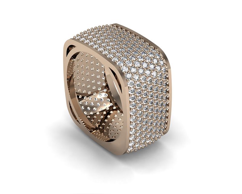 Beelo Silver Rose Altın K. 925K Gümüş Kare Tamtur Alyans Yüzük 7 Sıra