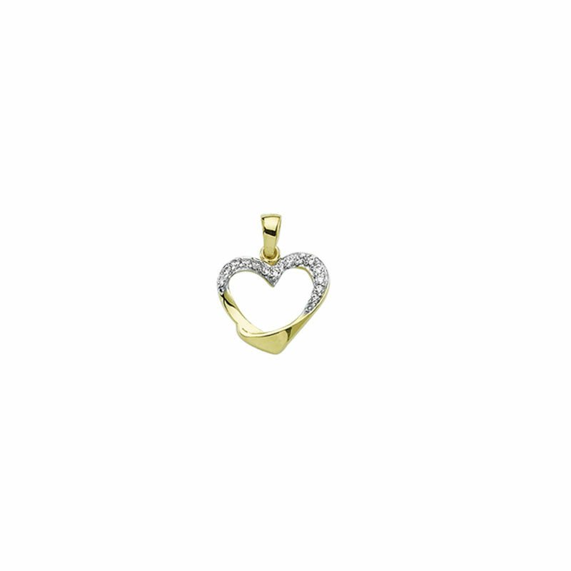 Beelo Gold 14K Altın Taşlı Kalp Kolye Ucu