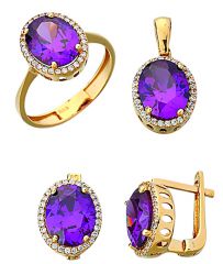 Beelo Gold 14K Altın Renkli Taşlı Set BGTTR019