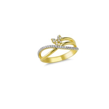 Beelo Gold 14K Altın Tasarım Taşlı Kelebek Yüzük