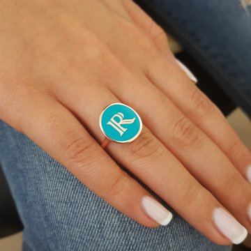 Beelo Silver  925K Gümüş Tasarım R Harfli Yüzük