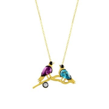 Beelo Gold 14K Altın Çift Kuş Tasarım Kolye