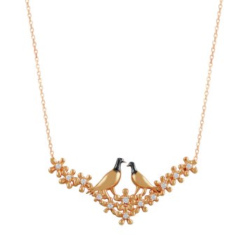 Beelo Gold 14K Altın Çift Kuş Tasarım Kolye