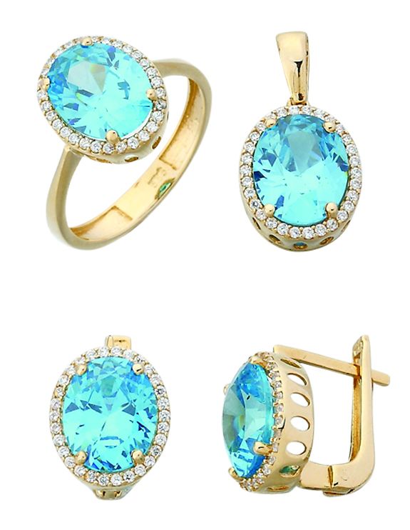 Beelo Gold 14K Altın Renkli Taşlı Set BGTTR022