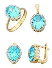 Beelo Gold 14K Altın Renkli Taşlı Set BGTTR022