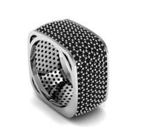 Beelo Silver Platin K. 925 Gümüş Tamtur Kare Alyans Yüzük 7 Sıra