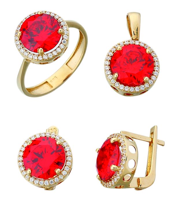 Beelo Gold 14K Altın Renkli Taşlı Set BGTTR023