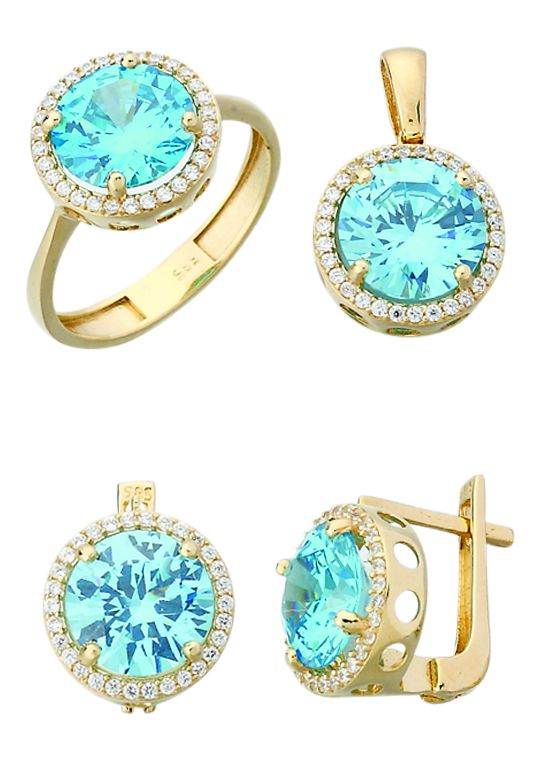 Beelo Gold 14K Altın Renkli Taşlı Set BGTTR024