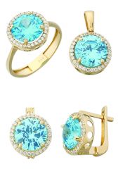 Beelo Gold 14K Altın Renkli Taşlı Set BGTTR024