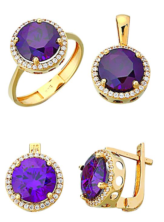 Beelo Gold 14K Altın Renkli Taşlı Set BGTTR025