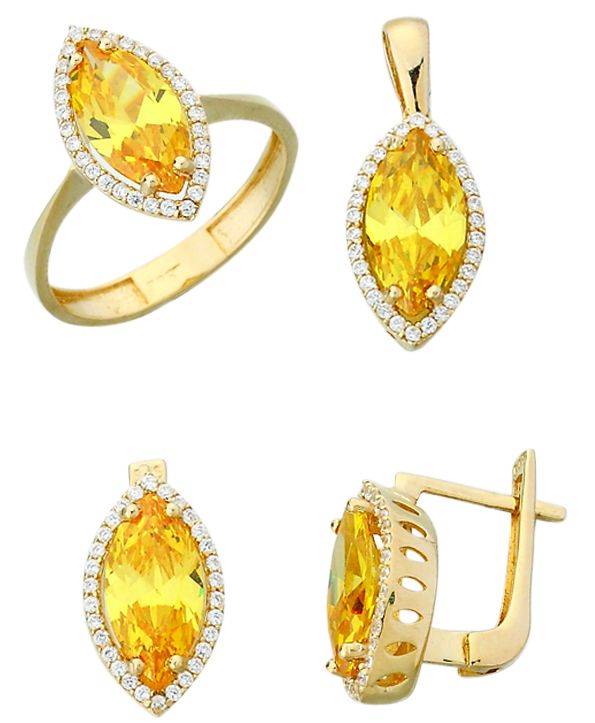 Beelo Gold 14K Altın Renkli Taşlı Set BGTTR027