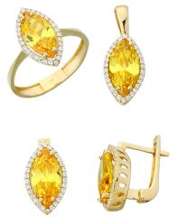 Beelo Gold 14K Altın Renkli Taşlı Set BGTTR027