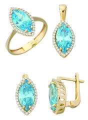 Beelo Gold 14K Altın Renkli Taşlı Set BGTTR029