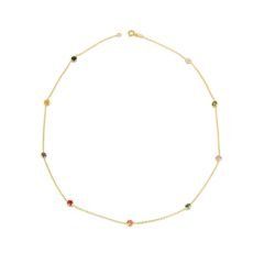 Beelo Gold 14K Altın Zirkon Elmas Kesim Renkli  Kolye