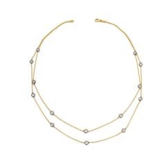 Beelo Gold 14K Altın Zirkon Elmas Kesim 2 Sıra Kolye