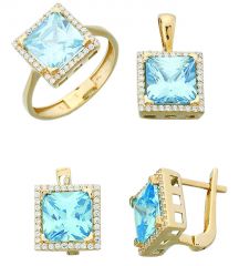 Beelo Gold 14K Altın Renkli Taşlı Set BGTTR032