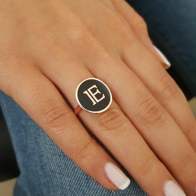 Beelo Silver  925K Gümüş Tasarım E Harfli Yüzük