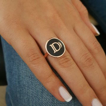 Beelo Silver  925K Gümüş Tasarım D Harfli Yüzük