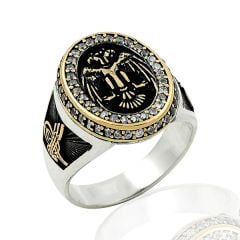 Beelo Silver 925K Gümüş ( Selçuklu Kartalı-Osmanlı Tuğra ) Erkek Yüzük