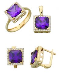 Beelo Gold 14K Altın Renkli Taşlı Set BGTTR034